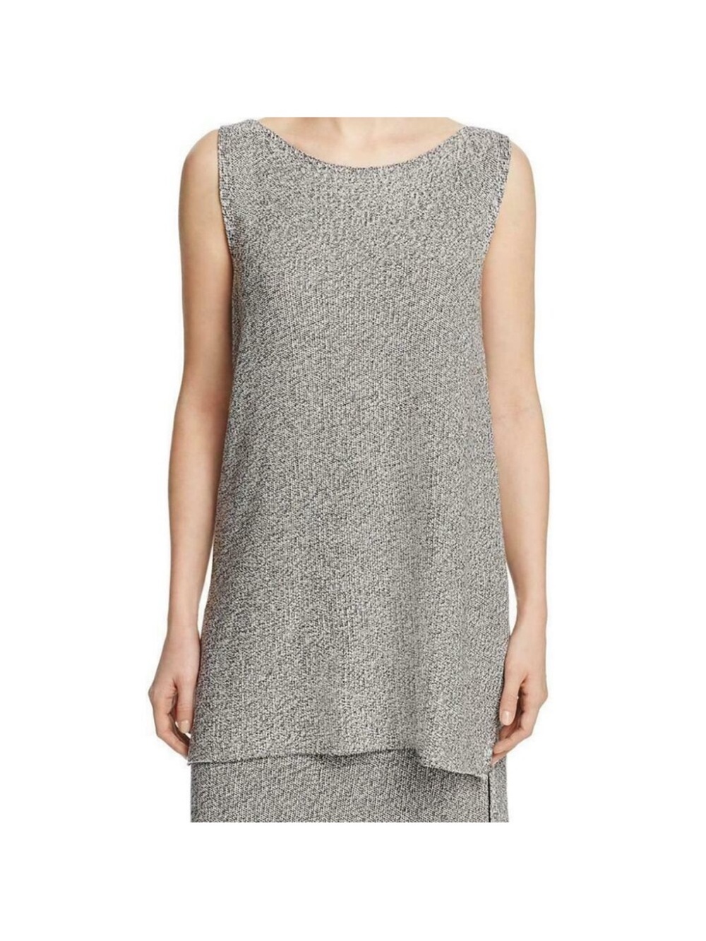 Eileen Fisher Petite Medium Sleeveless Tencel Sweater Tunic Gray Knit Tank Top